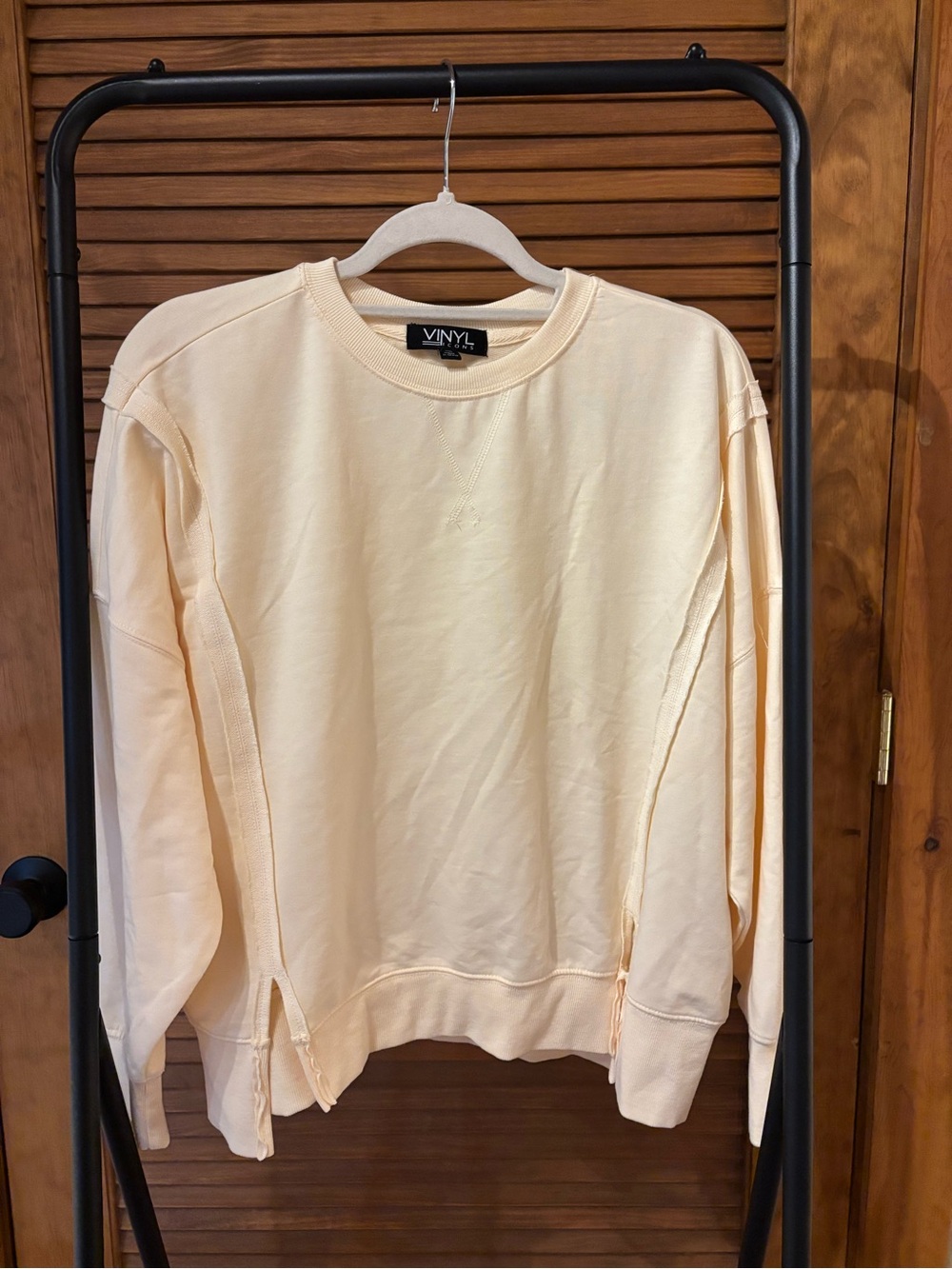VINYL Cream Relaxed Crewneck Sweatshirt for Women